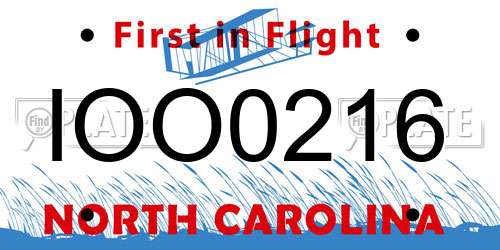 IOO0216 North Carolina License Plate