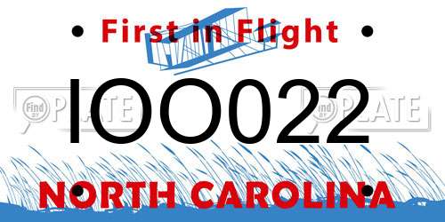 IOO022 North Carolina License Plate