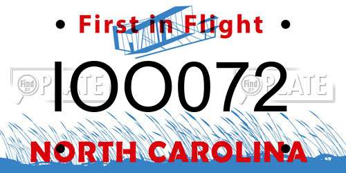 IOO072 North Carolina License Plate