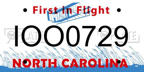 IOO0729 North Carolina License Plate