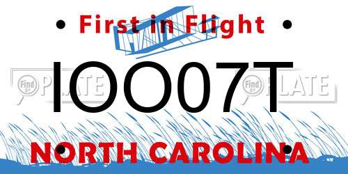 IOO07T North Carolina License Plate