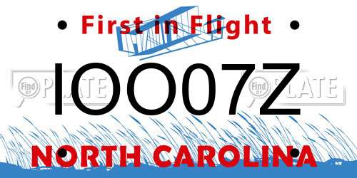 IOO07Z North Carolina License Plate