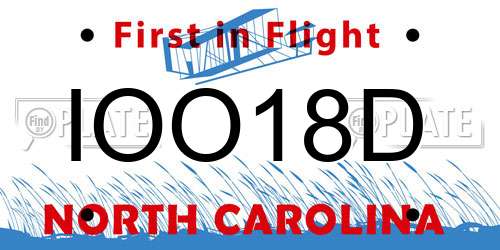 IOO18D North Carolina License Plate