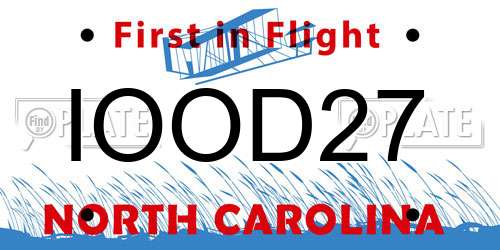 IOOD27 North Carolina License Plate