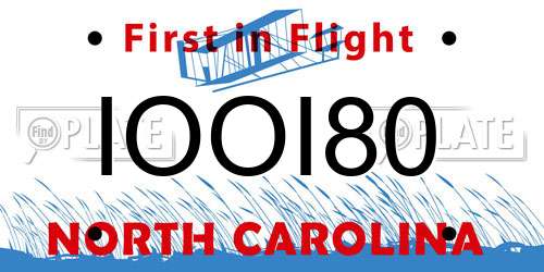 IOOI80 North Carolina License Plate