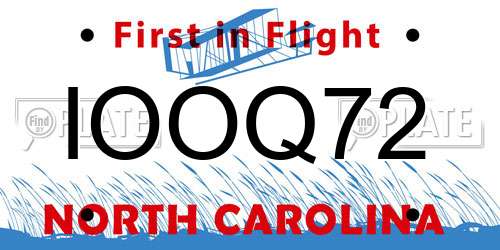IOOQ72 North Carolina License Plate
