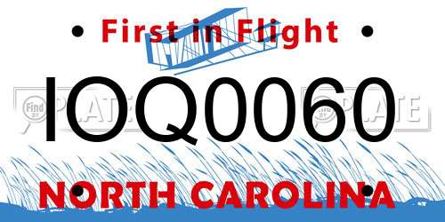 IOQ0060 North Carolina License Plate