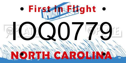 IOQ0779 North Carolina License Plate