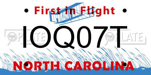 IOQ07T North Carolina License Plate