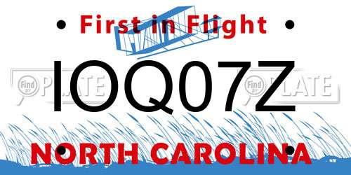 IOQ07Z North Carolina License Plate