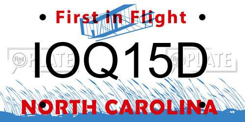 IOQ15D North Carolina License Plate