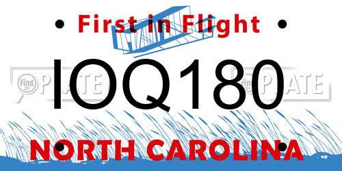 IOQ180 North Carolina License Plate