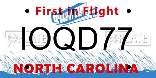IOQD77 North Carolina License Plate