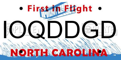 IOQDDGD North Carolina License Plate