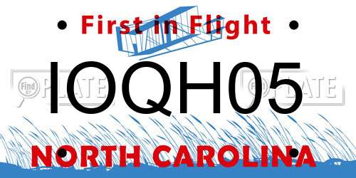 IOQH05 North Carolina License Plate