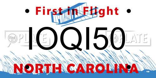 IOQI50 North Carolina License Plate