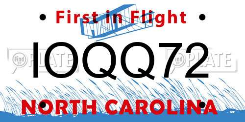 IOQQ72 North Carolina License Plate
