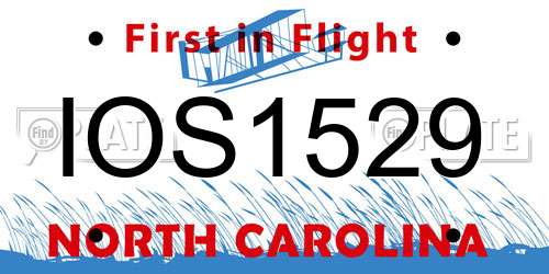 IOS1529 North Carolina License Plate