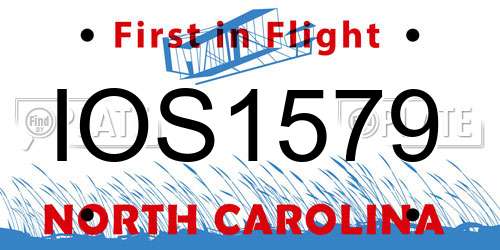 IOS1579 North Carolina License Plate