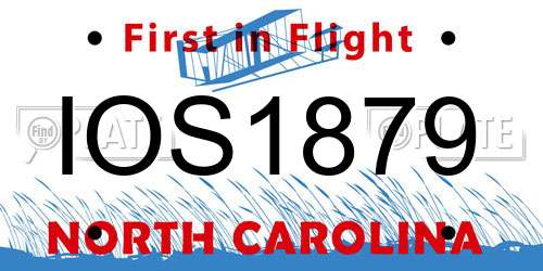 IOS1879 North Carolina License Plate