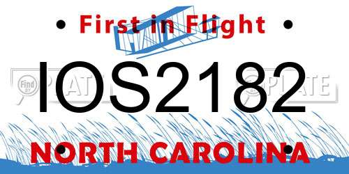 IOS2182 North Carolina License Plate