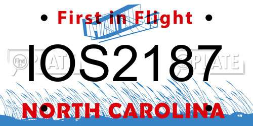 IOS2187 North Carolina License Plate
