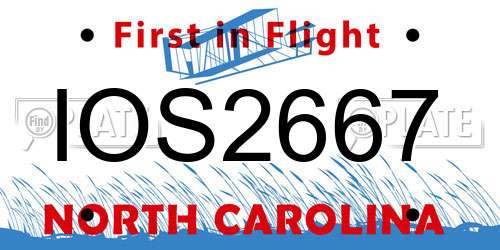 IOS2667 North Carolina License Plate