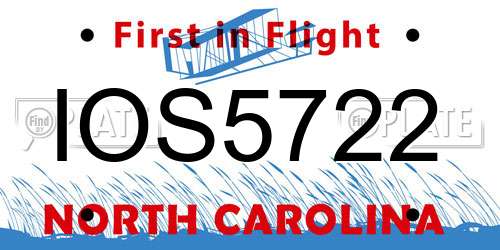 IOS5722 North Carolina License Plate
