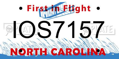 IOS7157 North Carolina License Plate