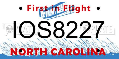 IOS8227 North Carolina License Plate