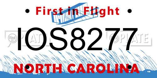 IOS8277 North Carolina License Plate