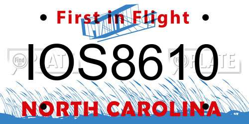 IOS8610 North Carolina License Plate