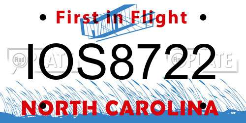 IOS8722 North Carolina License Plate