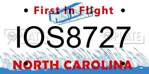 IOS8727 North Carolina License Plate