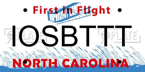 IOSBTTT North Carolina License Plate