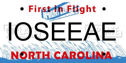 IOSEEAE North Carolina License Plate