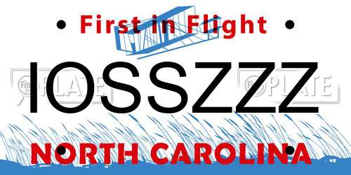 IOSSZZZ North Carolina License Plate
