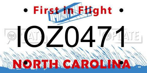 IOZ0471 North Carolina License Plate