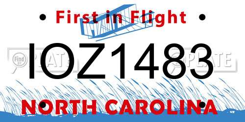 IOZ1483 North Carolina License Plate