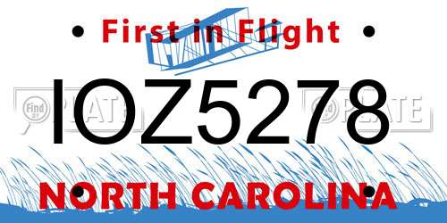 IOZ5278 North Carolina License Plate