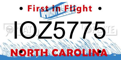 IOZ5775 North Carolina License Plate