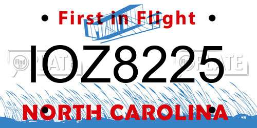 IOZ8225 North Carolina License Plate