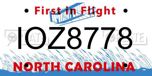IOZ8778 North Carolina License Plate