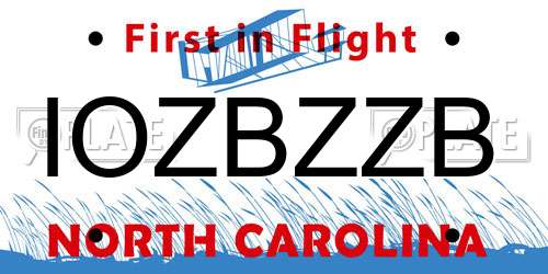 IOZBZZB North Carolina License Plate
