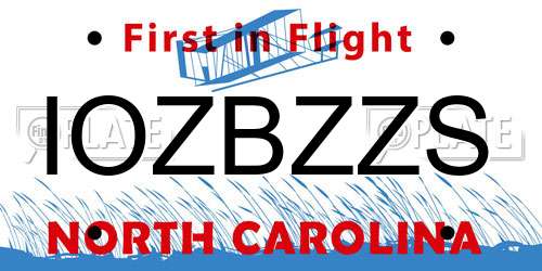 IOZBZZS North Carolina License Plate