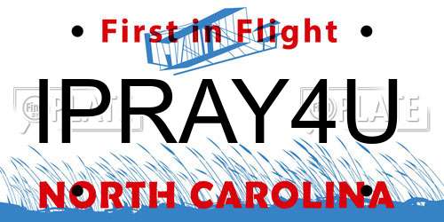 IPRAY4U North Carolina License Plate