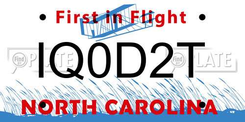 IQ0D2T North Carolina License Plate