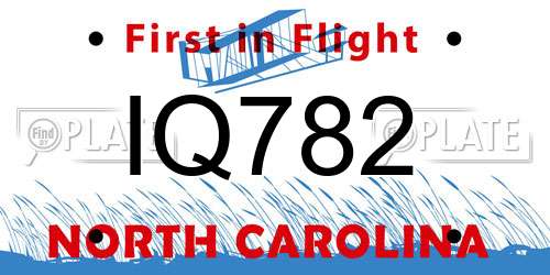 IQ782 North Carolina License Plate