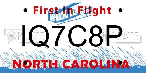IQ7C8P North Carolina License Plate