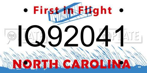 IQ92041 North Carolina License Plate
